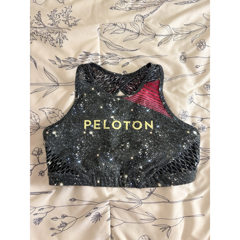 Peloton Sports Bra Gray Wear It to Heart Size S Strappy Back